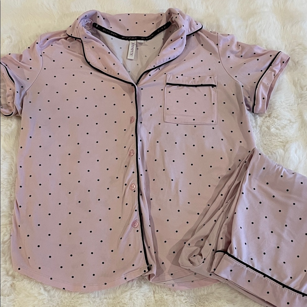 Soft Pink Polka Dot Pajama Set